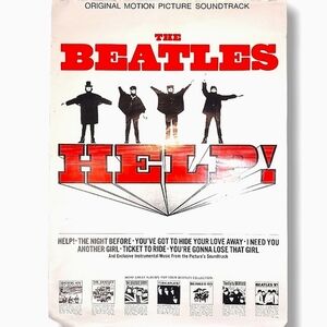 Vintage Beatles Lithograph Print Poster 33x22 Advertising Movie Soundtrack Music